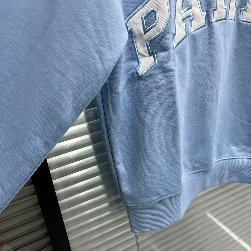 PARKE Light Blue Mock Neck Varsity Sweatshirt S/M - Picture 4 of 6